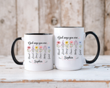 Personalized Christian Girl Mug, God Says You Are Blessed Loved Strong Chosen Worthy Guided Coffee Mug, Faith Gift for Daughter