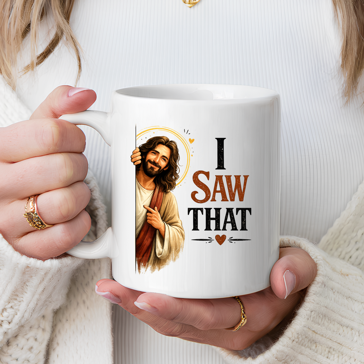 Funny Christian Jesus Mug, I Saw That Coffee Mug, Religious Humor Gift for Christians, Faith Based Mug, Church Friend Gift