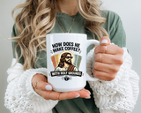 Funny Christian Jesus Mug, How Does He Make Coffee With Holy Grounds Mug, Christian Humor Coffee Cup, Church Friend Gift