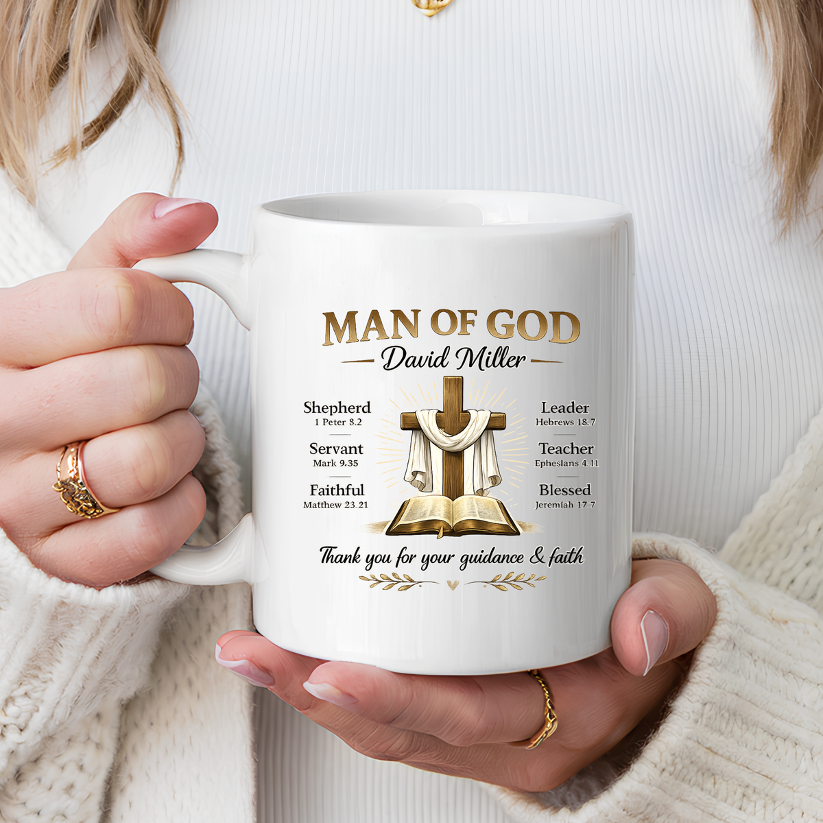 Personalized Man of God Mug, Christian Pastor Appreciation Gift, Custom Faith Coffee Mug for Pastor, Church Leader Thank You Gift