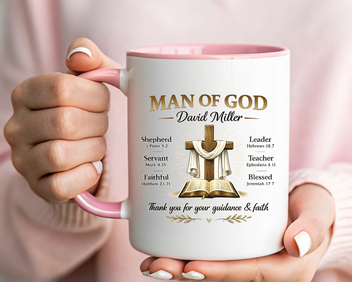 Personalized Man of God Mug, Christian Pastor Appreciation Gift, Custom Faith Coffee Mug for Pastor, Church Leader Thank You Gift
