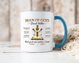 Personalized Man of God Mug, Christian Pastor Appreciation Gift, Custom Faith Coffee Mug for Pastor, Church Leader Thank You Gift