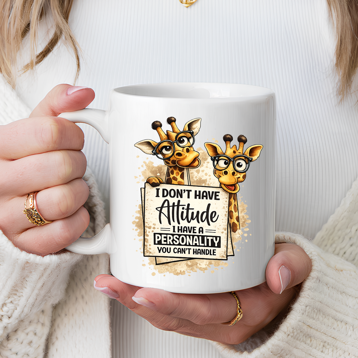 Funny Giraffe Coffee Mug, I Don't Have Attitude I Have A Personality You Can't Handle Mug, Sarcastic Animal Lover Gift