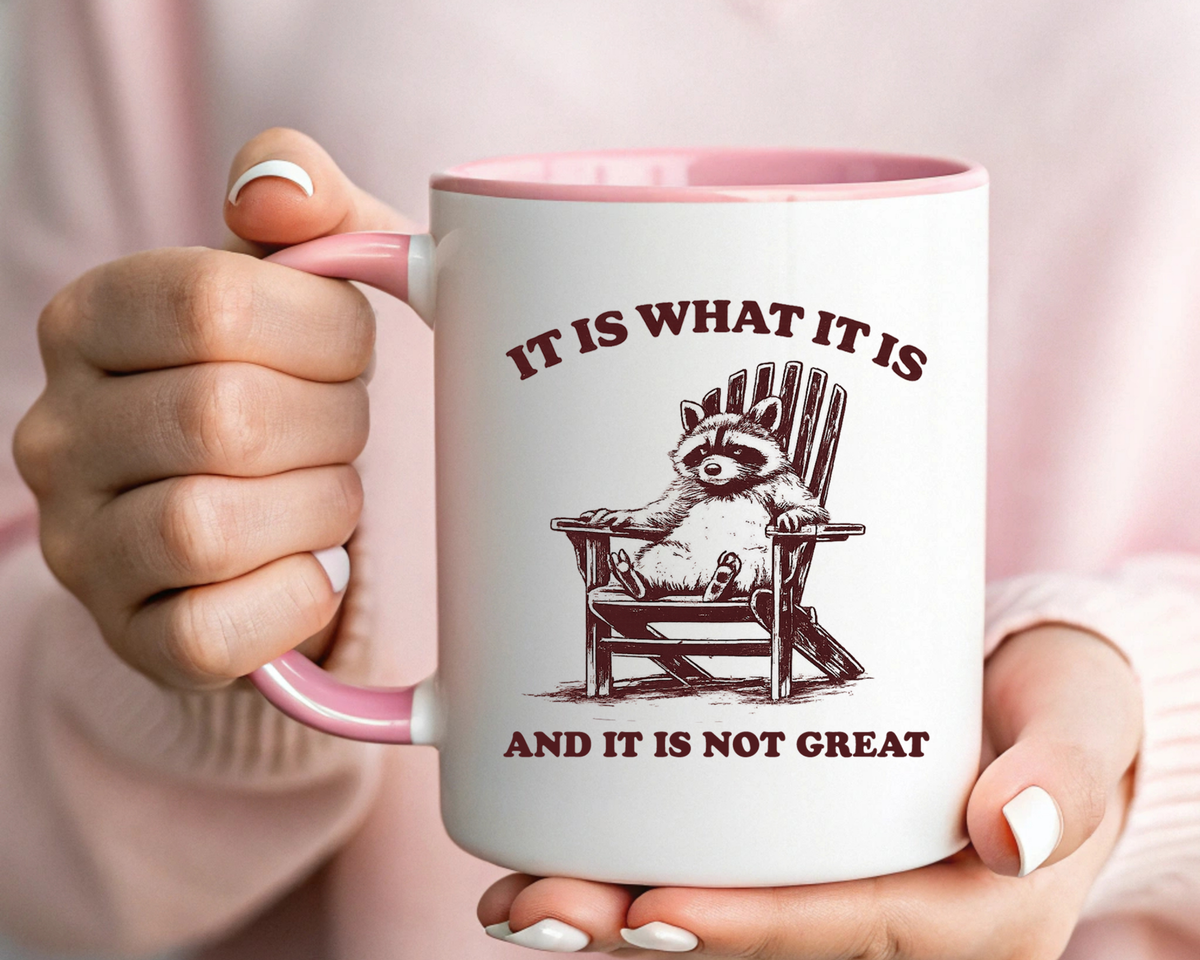 Funny Raccoon Mug, It Is What It Is And It Is Not Great Mug, Low Effort Raccoon Coffee Cup, Sarcastic Humor Gift