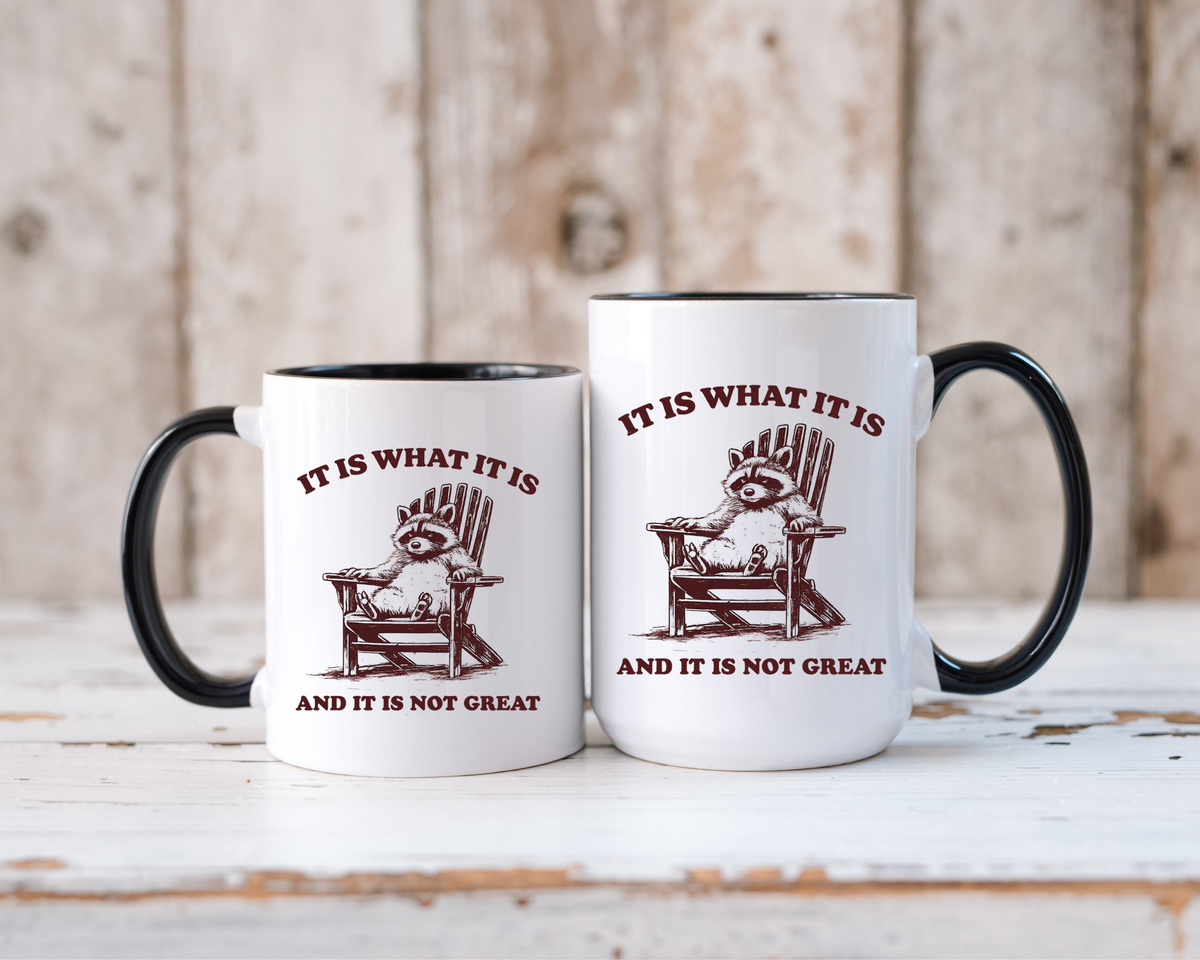 Funny Raccoon Mug, It Is What It Is And It Is Not Great Mug, Low Effort Raccoon Coffee Cup, Sarcastic Humor Gift