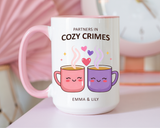 Partners in Cozy Crimes Mug, Personalized Best Friend Coffee Mug, Custom Name Friendship Gift for Women