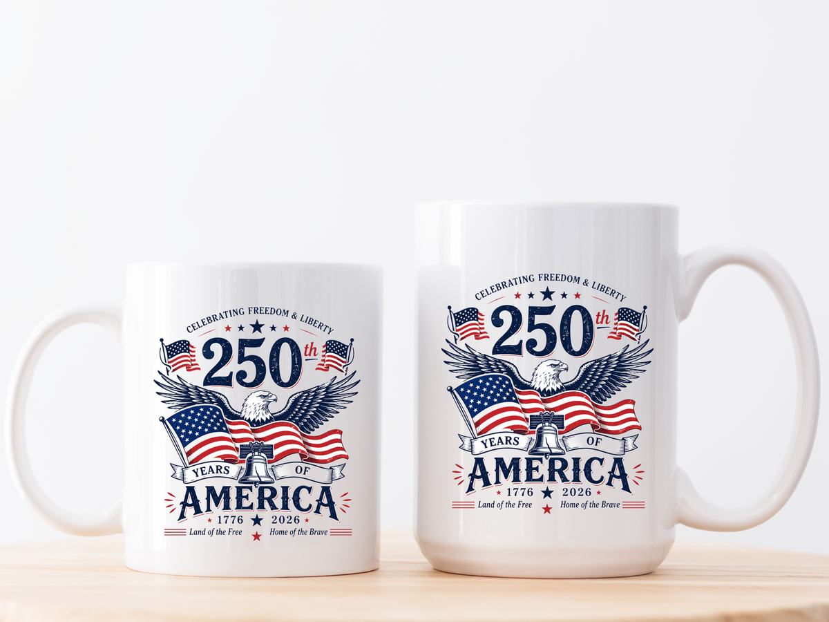 America 250th Coffee Mug with Flag, Semiquincentennial Gift for History Buffs, 1776 to 2026 Patriotic Ceramic Tea Cup
