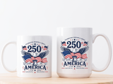 America 250th Coffee Mug with Flag, Semiquincentennial Gift for History Buffs, 1776 to 2026 Patriotic Ceramic Tea Cup