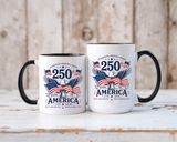 America 250th Coffee Mug with Flag, Semiquincentennial Gift for History Buffs, 1776 to 2026 Patriotic Ceramic Tea Cup