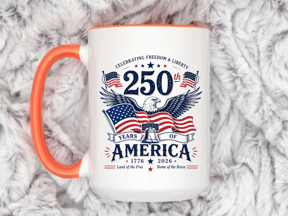 America 250th Coffee Mug with Flag, Semiquincentennial Gift for History Buffs, 1776 to 2026 Patriotic Ceramic Tea Cup