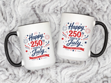 Happy 250th Fourth of July Coffee Mug, Semiquincentennial Gift for History Lovers, 1776 to 2026 Patriotic Ceramic Tea Cup