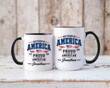 Personalized America 250th Coffee Mug, Custom Name Patriotic Gift for Men, Proud to Be An American 1776 to 2026 Ceramic Tea Cup