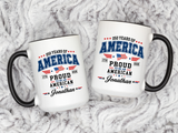 Personalized America 250th Coffee Mug, Custom Name Patriotic Gift for Men, Proud to Be An American 1776 to 2026 Ceramic Tea Cup