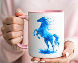 Blue Water Horse Mug, Abstract Horse Lover Coffee Mug, Majestic Stallion Art Cup, Equestrian Gift for Horse Lovers