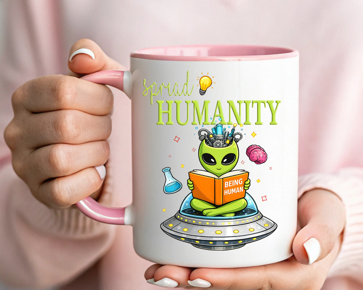 Funny Alien Mug, Being Human Is Weird Coffee Mug, Nerdy Sci-Fi Humor Cup, Alien Lover Gift