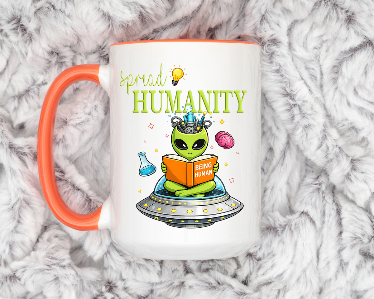 Funny Alien Mug, Being Human Is Weird Coffee Mug, Nerdy Sci-Fi Humor Cup, Alien Lover Gift