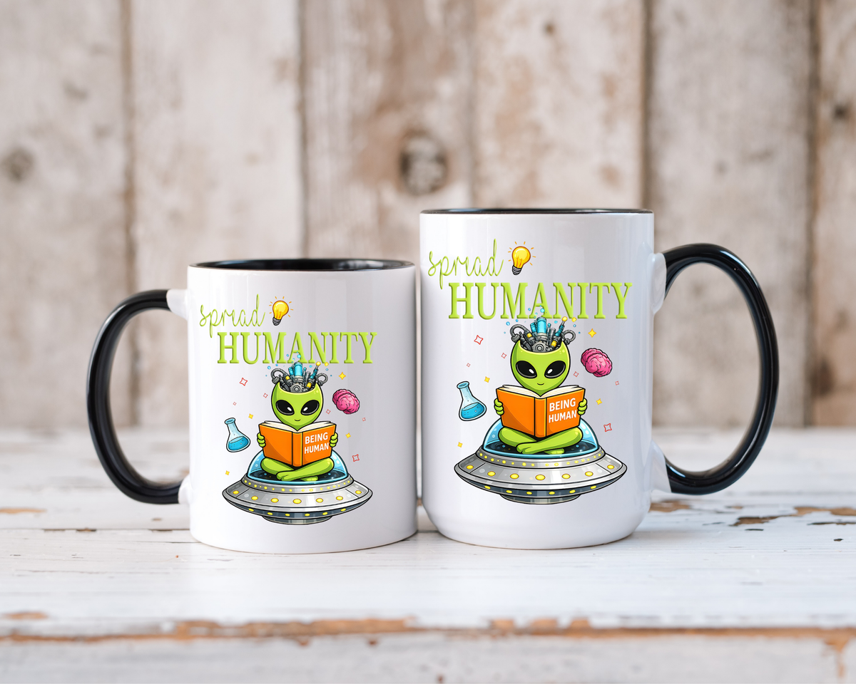 Funny Alien Mug, Being Human Is Weird Coffee Mug, Nerdy Sci-Fi Humor Cup, Alien Lover Gift