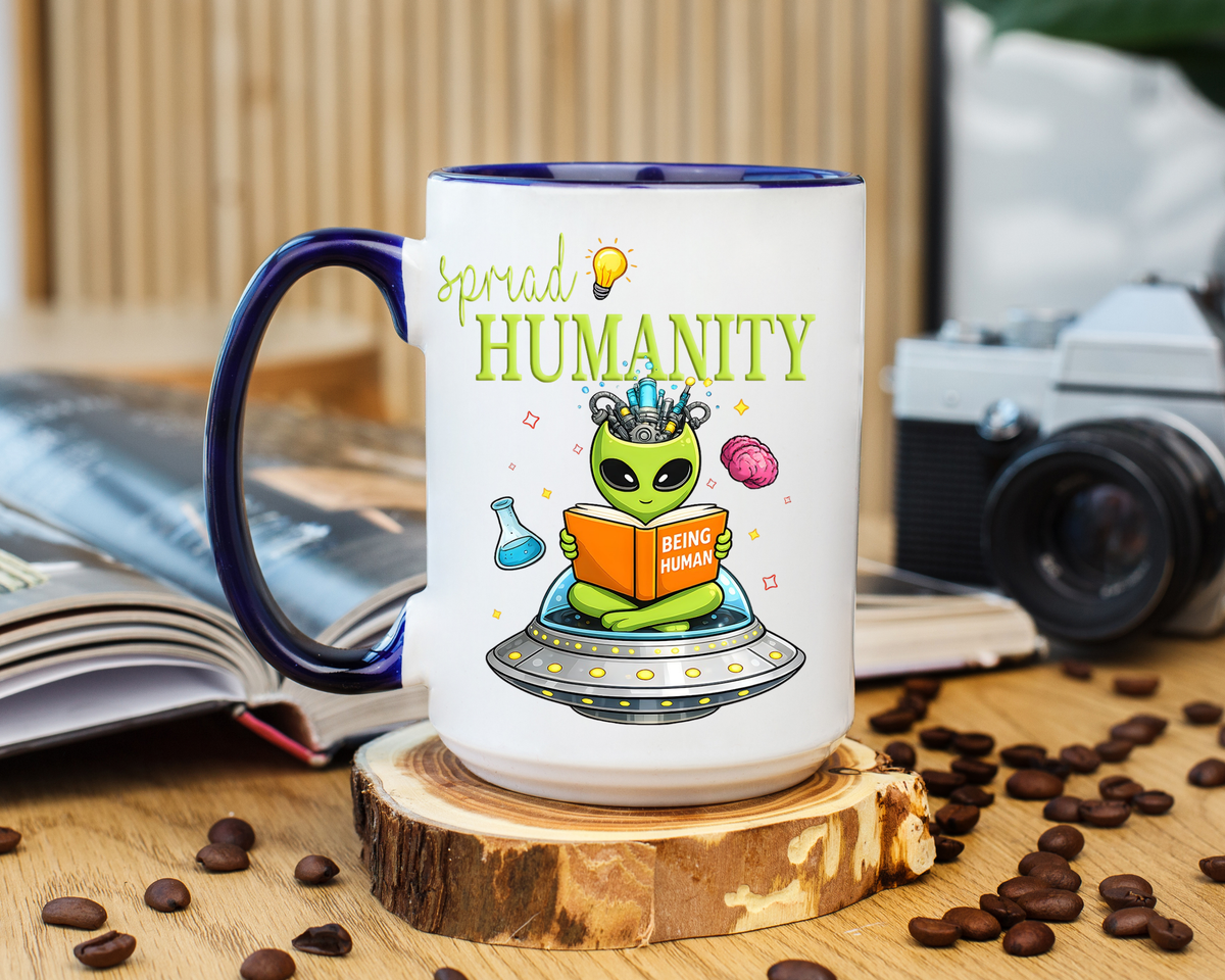 Funny Alien Mug, Being Human Is Weird Coffee Mug, Nerdy Sci-Fi Humor Cup, Alien Lover Gift