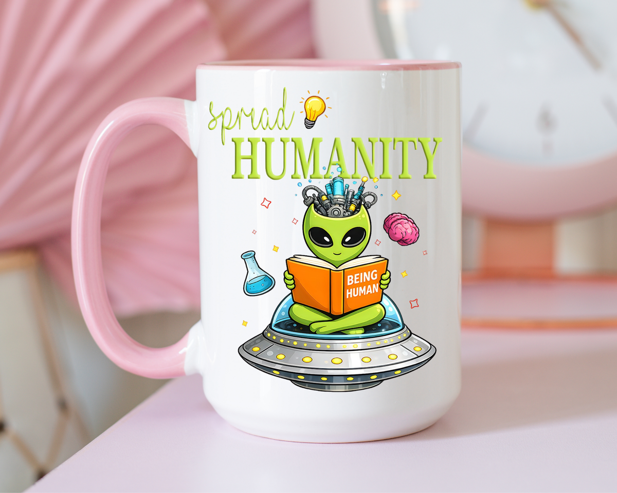 Funny Alien Mug, Being Human Is Weird Coffee Mug, Nerdy Sci-Fi Humor Cup, Alien Lover Gift