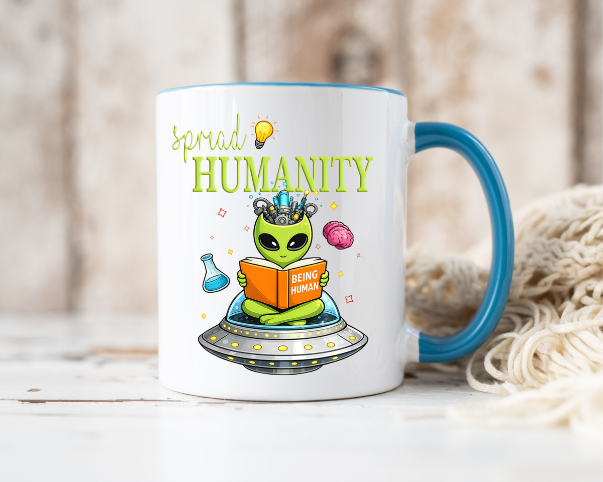 Funny Alien Mug, Being Human Is Weird Coffee Mug, Nerdy Sci-Fi Humor Cup, Alien Lover Gift