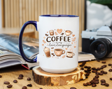 Coffee Is My Love Language Coffee Mug, Cute Cafecito Lover Gift for Her, Aesthetic Barista Latte Ceramic Tea Cup with Pink Handle