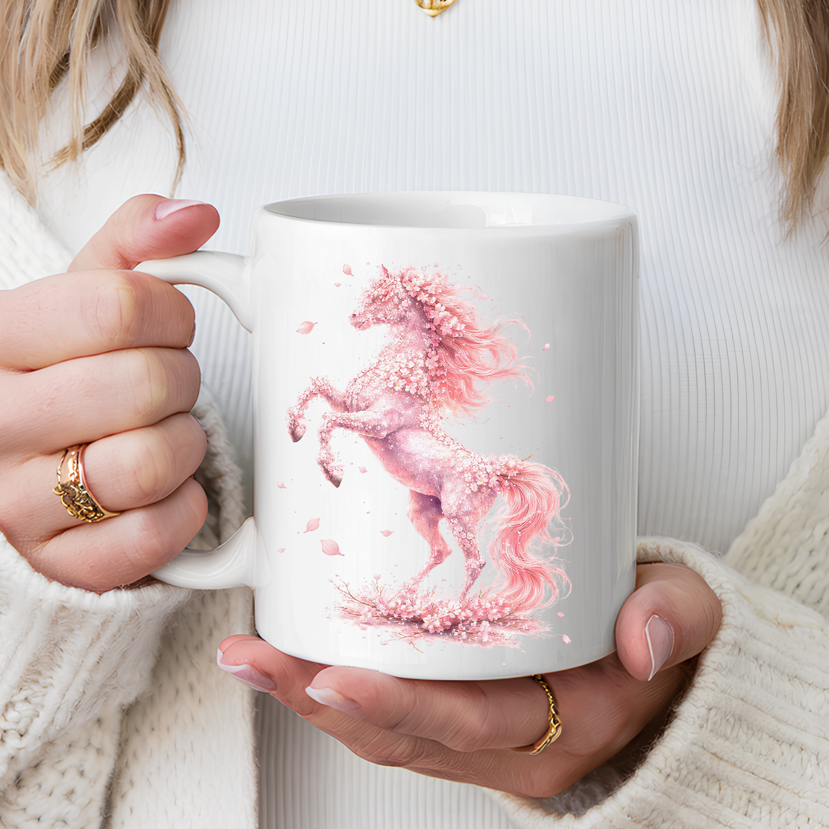 Floral Horse Mug, Horse Lover Gift, Equestrian Coffee Mug, Horse Mom Cup, Horse Art Mug, Ranch Life Gift, Horse Owner Present