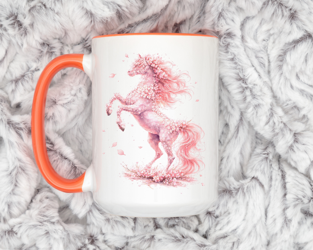 Floral Horse Mug, Horse Lover Gift, Equestrian Coffee Mug, Horse Mom Cup, Horse Art Mug, Ranch Life Gift, Horse Owner Present