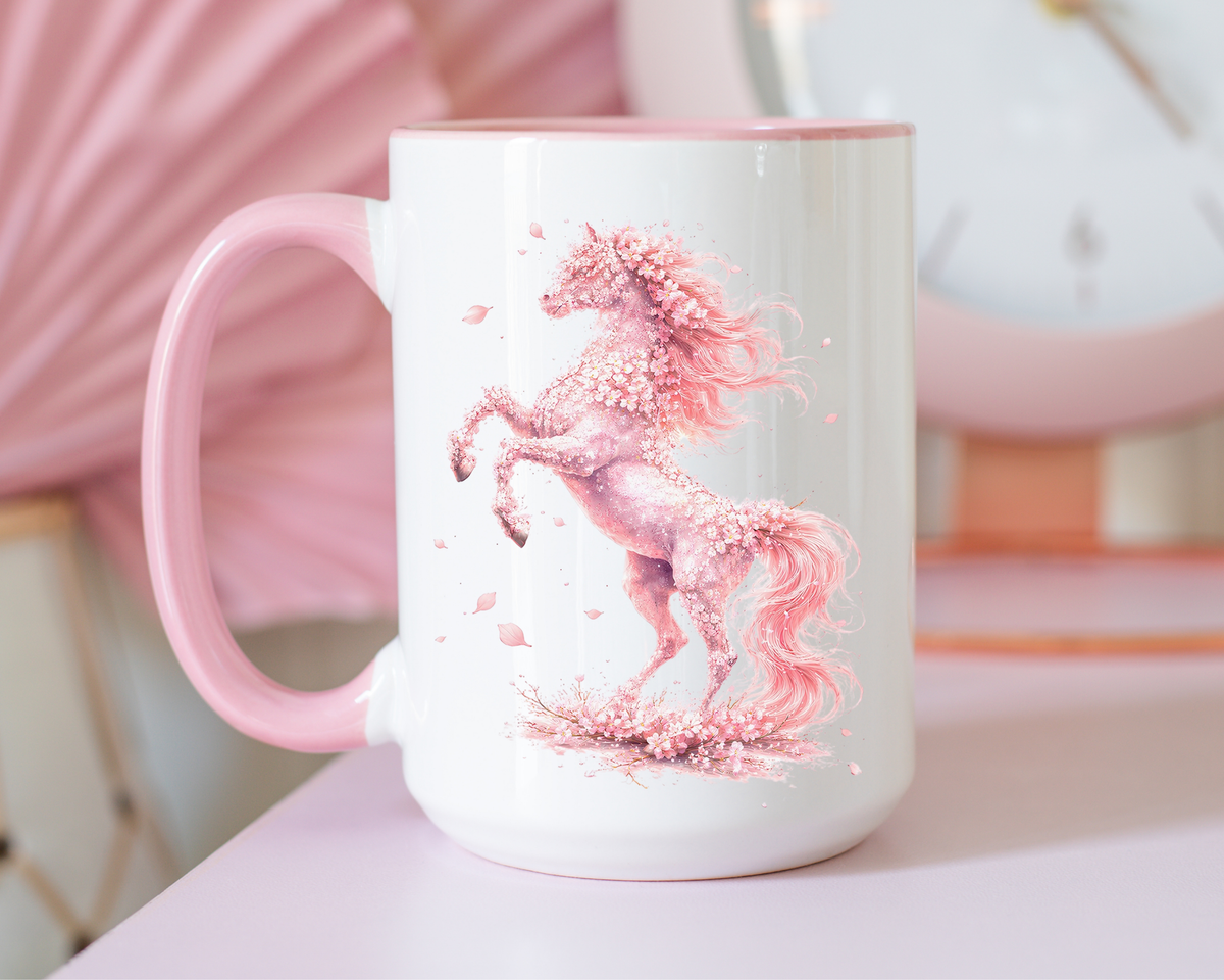 Floral Horse Mug, Horse Lover Gift, Equestrian Coffee Mug, Horse Mom Cup, Horse Art Mug, Ranch Life Gift, Horse Owner Present