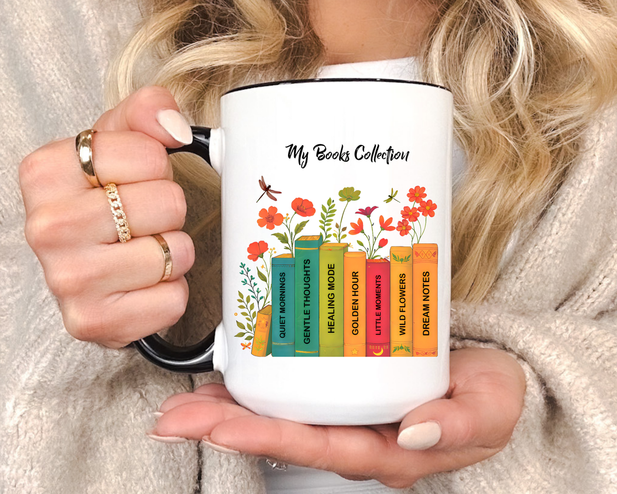 Book Lover Mug, Reading Coffee Mug, Cozy Reader Gift, Bibliophile Cup, Floral Books Mug, Bookworm Gift, Library Lover Present