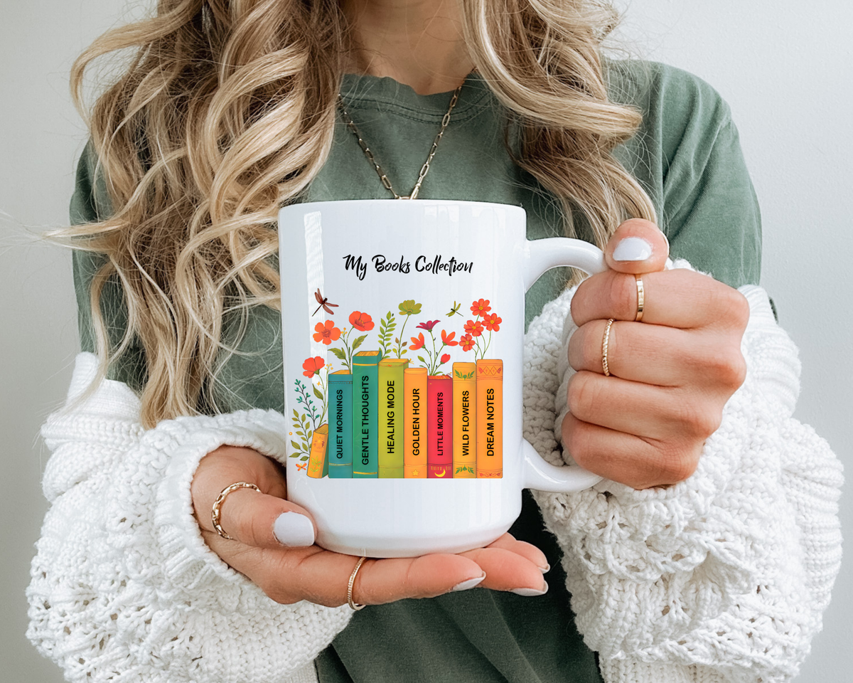 Book Lover Mug, Reading Coffee Mug, Cozy Reader Gift, Bibliophile Cup, Floral Books Mug, Bookworm Gift, Library Lover Present