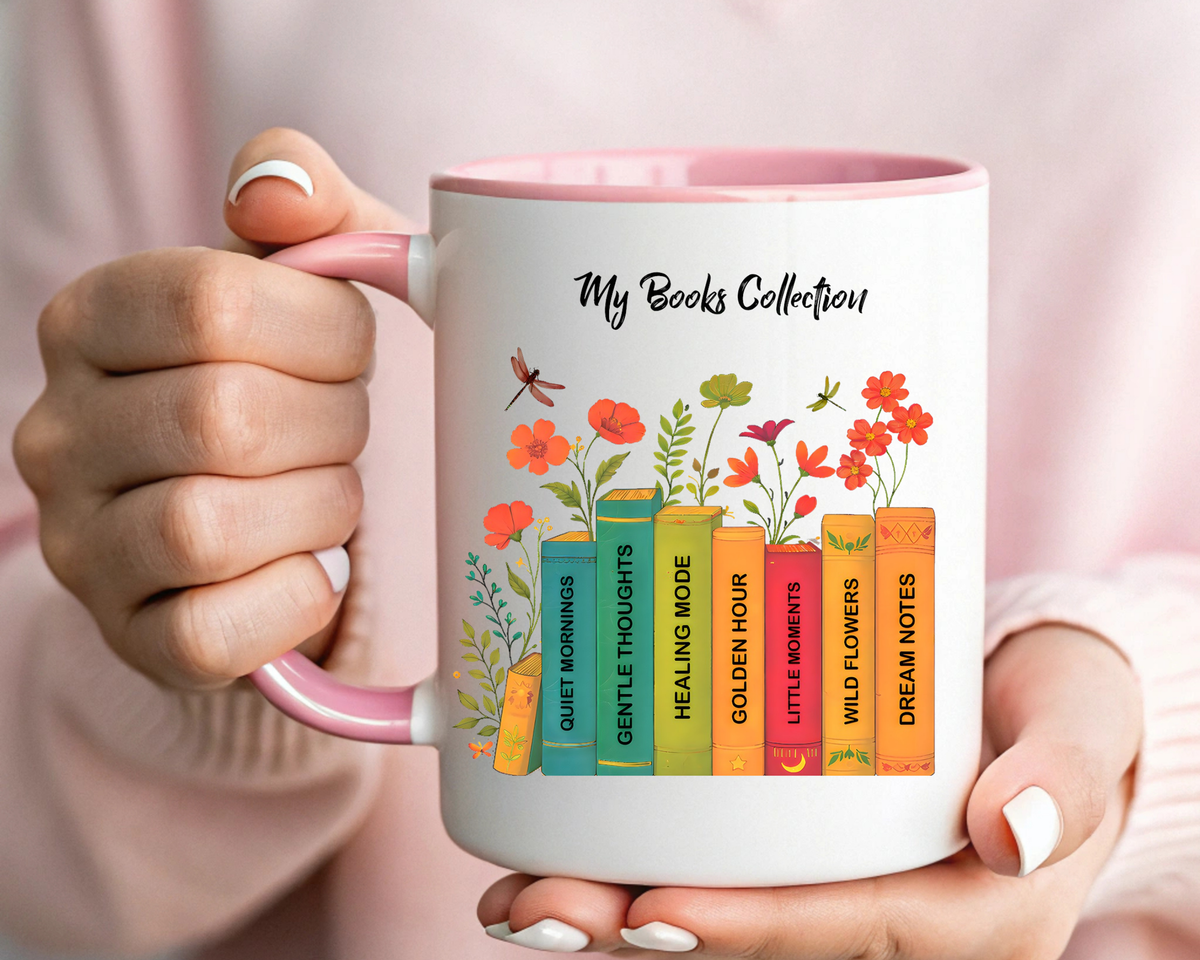 Book Lover Mug, Reading Coffee Mug, Cozy Reader Gift, Bibliophile Cup, Floral Books Mug, Bookworm Gift, Library Lover Present