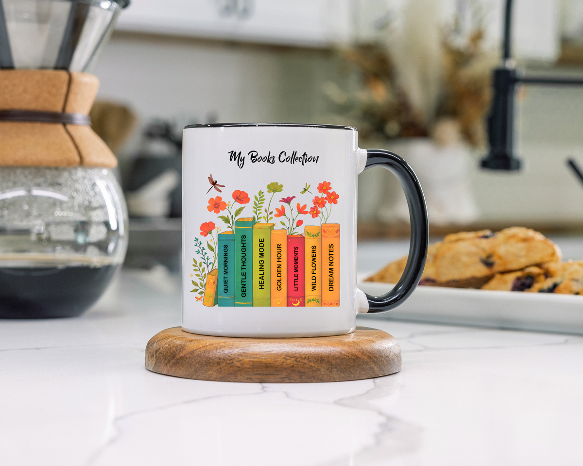 Book Lover Mug, Reading Coffee Mug, Cozy Reader Gift, Bibliophile Cup, Floral Books Mug, Bookworm Gift, Library Lover Present