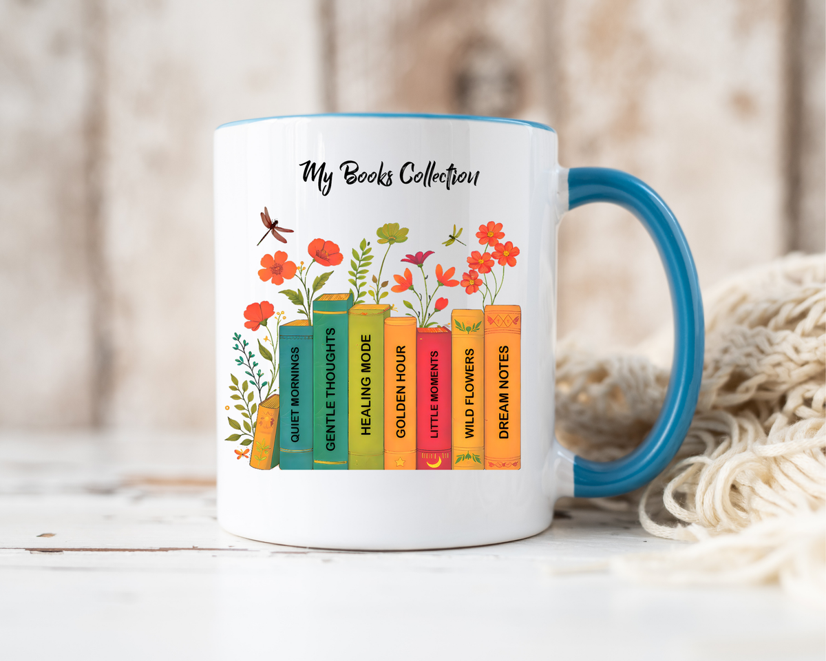 Book Lover Mug, Reading Coffee Mug, Cozy Reader Gift, Bibliophile Cup, Floral Books Mug, Bookworm Gift, Library Lover Present
