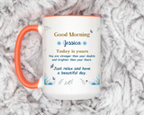 Personalized Good Morning Mug, Custom Name Coffee Mug, Inspirational Morning Cup, Positive Quote Mug, Encouragement Gift for Her