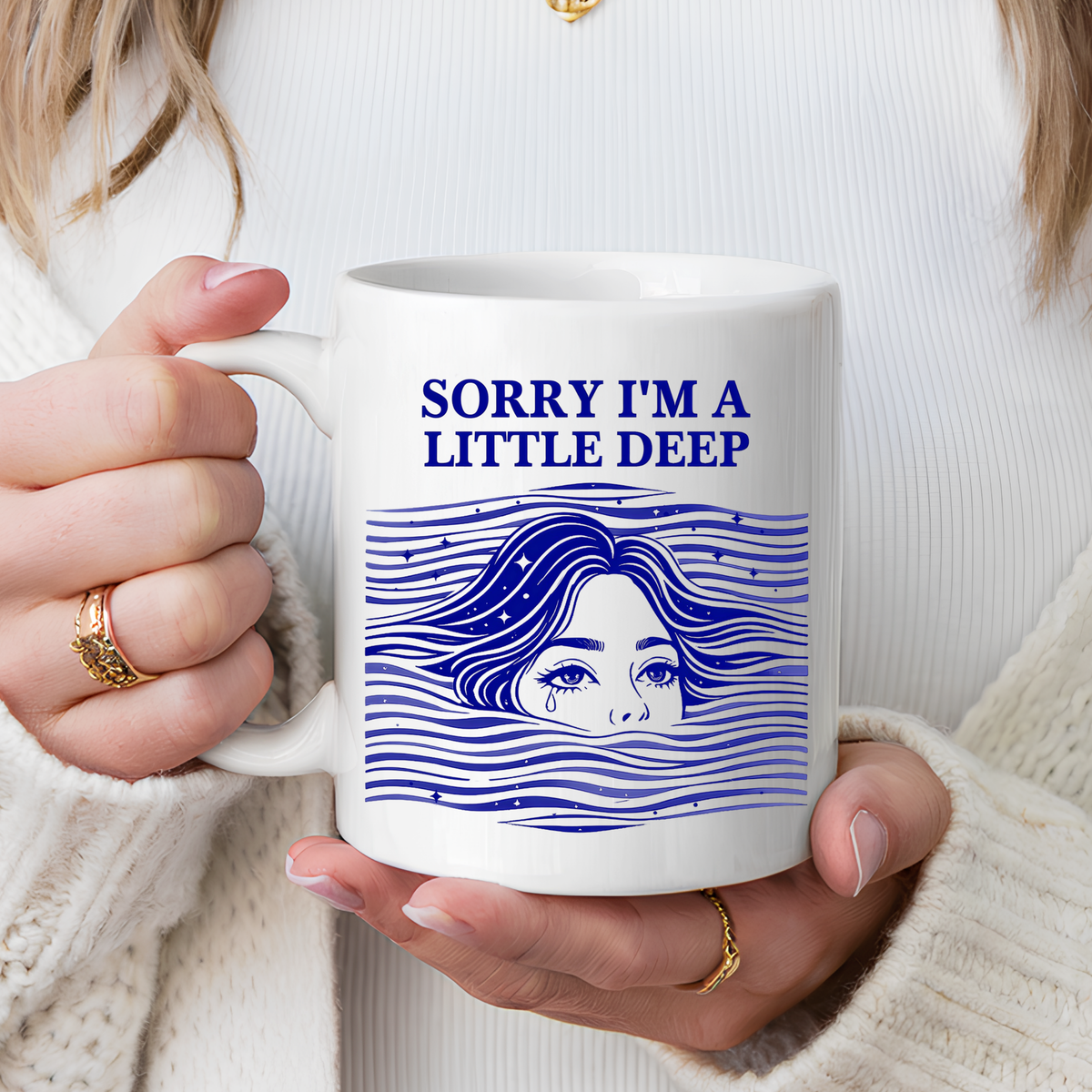 Funny Introvert Mug, Social Anxiety Coffee Mug, Deep Thinker Gift, Sarcastic Humor Cup, Emotional Ocean Mug, Mental Health Gift