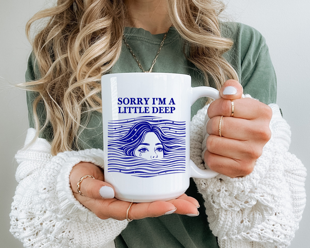 Funny Introvert Mug, Social Anxiety Coffee Mug, Deep Thinker Gift, Sarcastic Humor Cup, Emotional Ocean Mug, Mental Health Gift