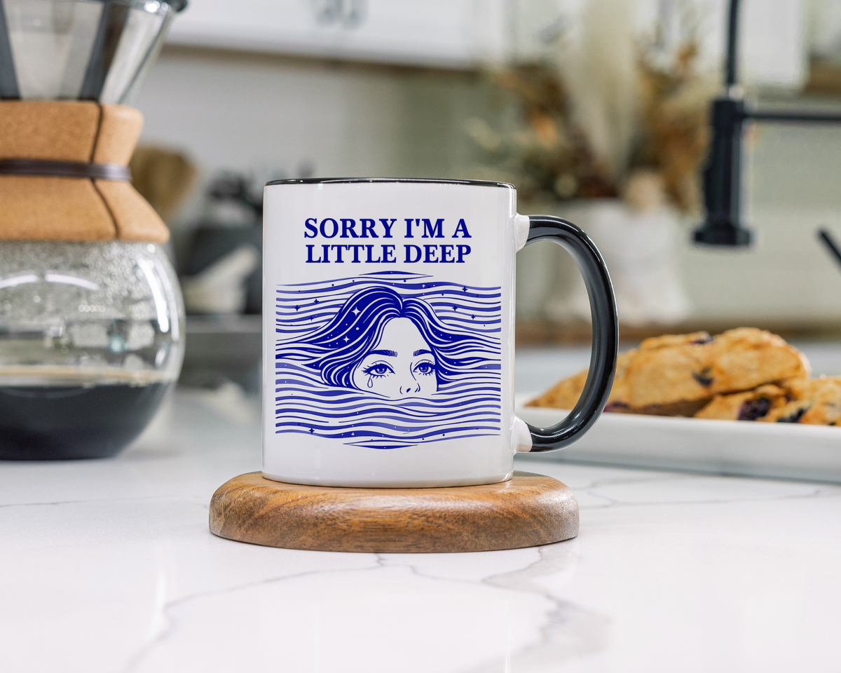Funny Introvert Mug, Social Anxiety Coffee Mug, Deep Thinker Gift, Sarcastic Humor Cup, Emotional Ocean Mug, Mental Health Gift