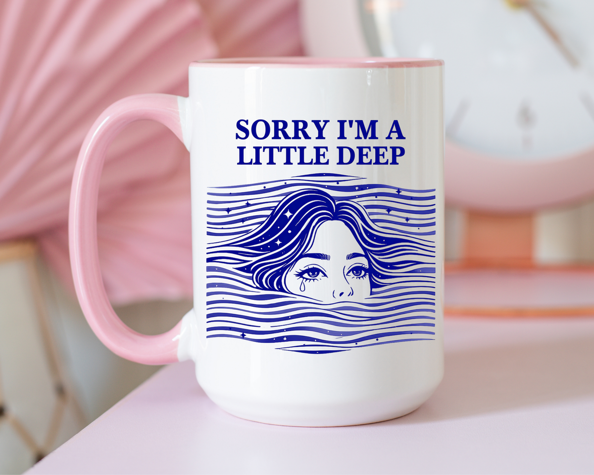 Funny Introvert Mug, Social Anxiety Coffee Mug, Deep Thinker Gift, Sarcastic Humor Cup, Emotional Ocean Mug, Mental Health Gift