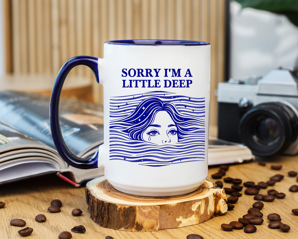 Funny Introvert Mug, Social Anxiety Coffee Mug, Deep Thinker Gift, Sarcastic Humor Cup, Emotional Ocean Mug, Mental Health Gift
