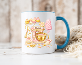 Cute Baking Stand Mixer Coffee Mug, Personalized Baker Gift for Her, Aesthetic Pastry Chef Kitchen Ceramic Tea Cup with Dark Blue Handle