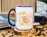 Cute Baking Stand Mixer Coffee Mug, Personalized Baker Gift for Her, Aesthetic Pastry Chef Kitchen Ceramic Tea Cup with Dark Blue Handle