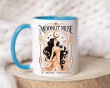 Moonlit Muse Coffee Mug, Celestial Goddess Art Mug, Mystic Moon Aesthetic Cup, Boho Spiritual Gift for Women, Cosmic Soul Coffee Mug