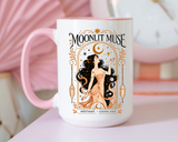 Moonlit Muse Coffee Mug, Celestial Goddess Art Mug, Mystic Moon Aesthetic Cup, Boho Spiritual Gift for Women, Cosmic Soul Coffee Mug
