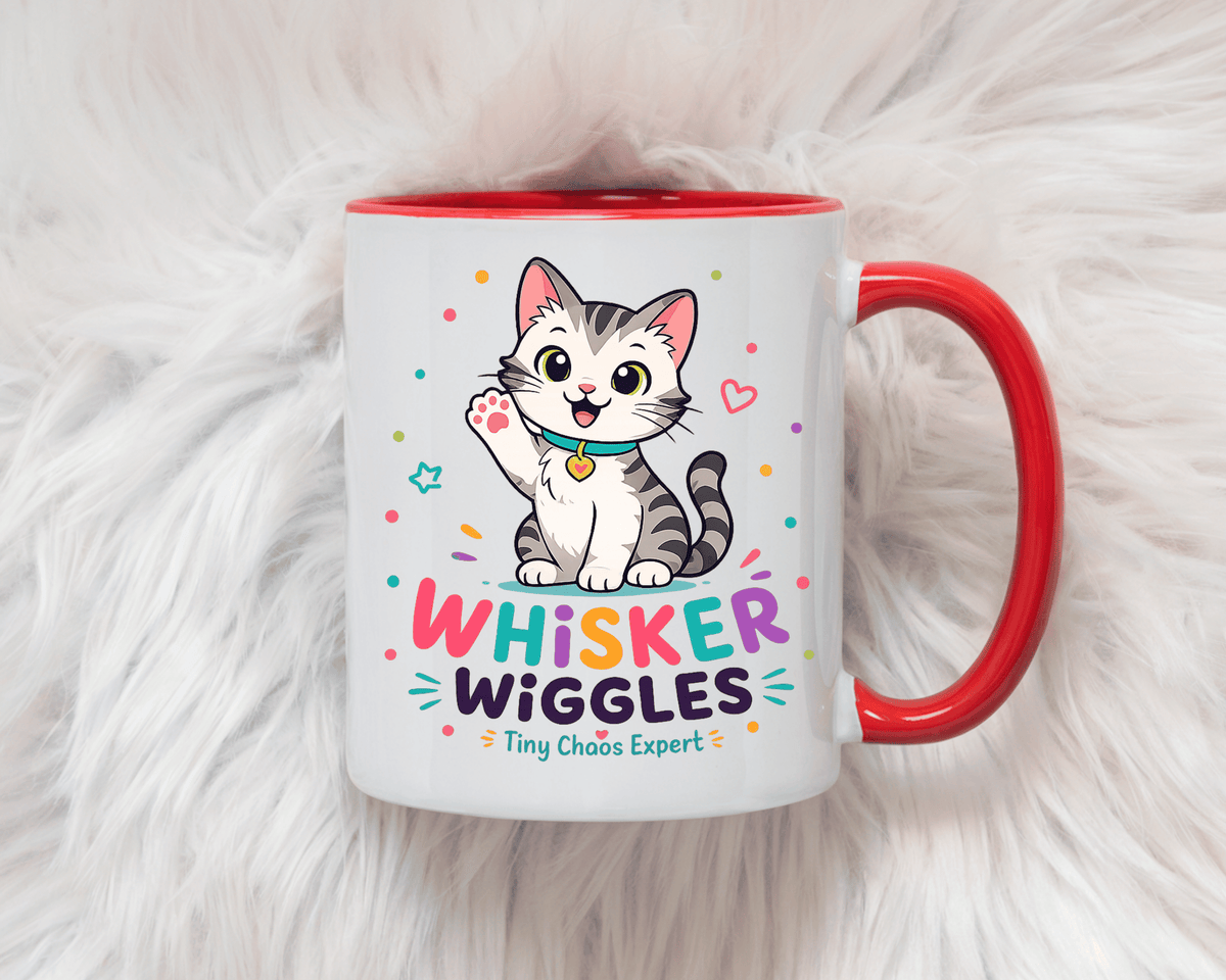 Cute Cat Lover Mug, Personalized Cat Name Coffee Cup, Whisker Wiggles Cat Mom Gift, Funny Kitty Mug for Pet Owners and Cat Lovers