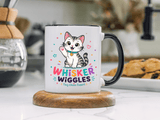 Cute Cat Lover Mug, Personalized Cat Name Coffee Cup, Whisker Wiggles Cat Mom Gift, Funny Kitty Mug for Pet Owners and Cat Lovers