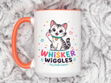 Cute Cat Lover Mug, Personalized Cat Name Coffee Cup, Whisker Wiggles Cat Mom Gift, Funny Kitty Mug for Pet Owners and Cat Lovers