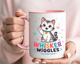 Cute Cat Lover Mug, Personalized Cat Name Coffee Cup, Whisker Wiggles Cat Mom Gift, Funny Kitty Mug for Pet Owners and Cat Lovers