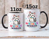 Cute Cat Lover Mug, Personalized Cat Name Coffee Cup, Whisker Wiggles Cat Mom Gift, Funny Kitty Mug for Pet Owners and Cat Lovers