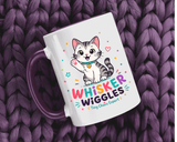 Cute Cat Lover Mug, Personalized Cat Name Coffee Cup, Whisker Wiggles Cat Mom Gift, Funny Kitty Mug for Pet Owners and Cat Lovers