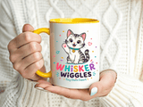 Cute Cat Lover Mug, Personalized Cat Name Coffee Cup, Whisker Wiggles Cat Mom Gift, Funny Kitty Mug for Pet Owners and Cat Lovers